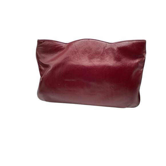 Vintage Nordstrom Clutch Purse Handbag Maroon Leather Made in Brazil 1970s 80s - Picture 2 of 9